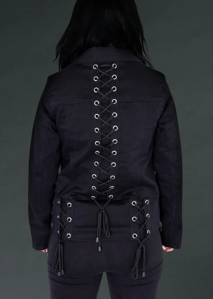 ROCKSTAR BLACK LACE UP MOTO BIKER JACKET