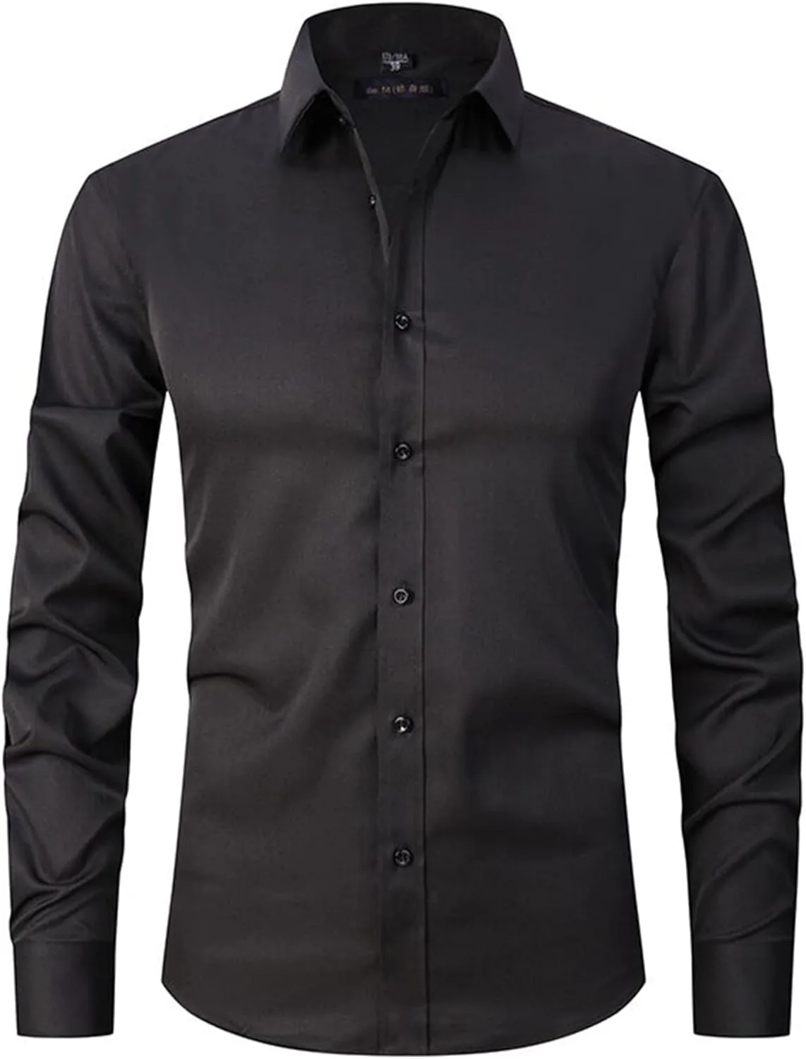 RPOVIG Men's Muscle Dress Shirts:Casual Button Down Long Sleeve Elasticity Athletic Fit Wrinkle-Free Shirt