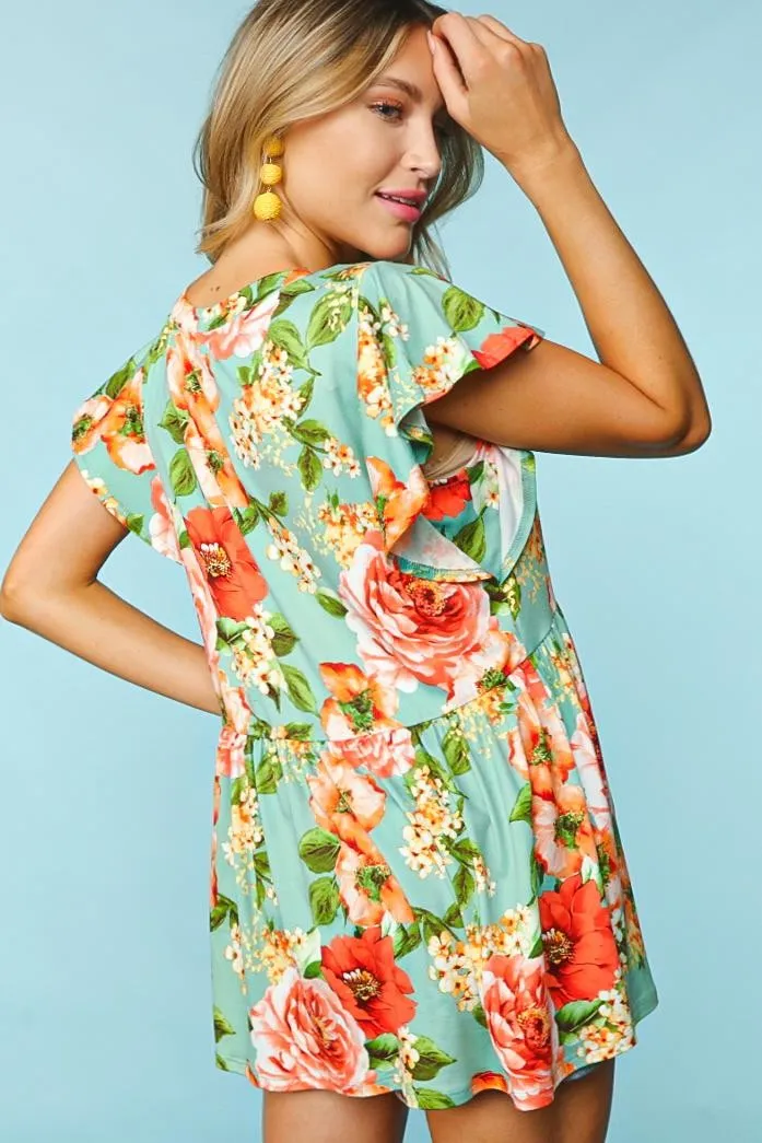 Scenic Outing Babydoll Top - Sage Floral