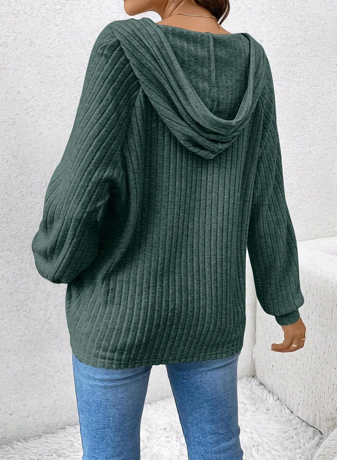 SHEWIN Women's Fashion Casual V Neck Sweaters Oversized Hoodies Sweatshirts Fall Tops for Women 2025