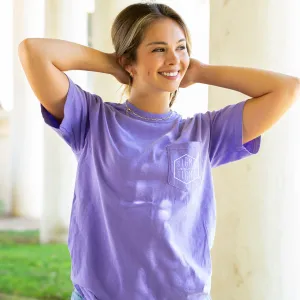 Sigma Sigma Sigma Hexagon Pocket T-Shirt - Purple