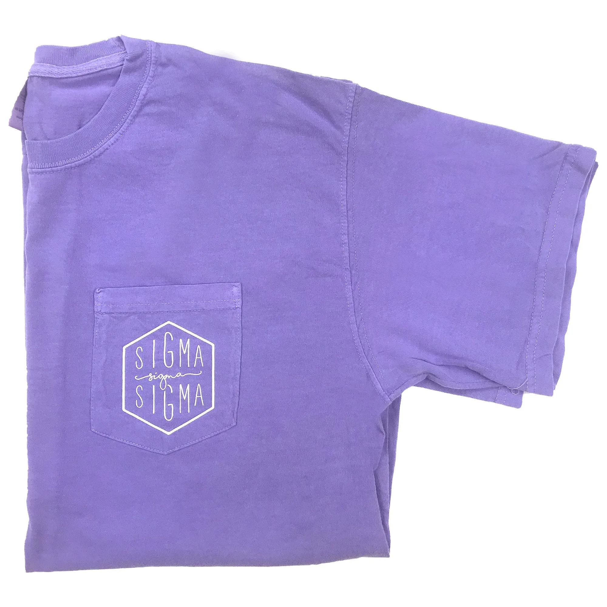 Sigma Sigma Sigma Hexagon Pocket T-Shirt - Purple
