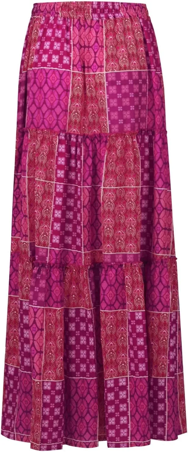 Skirts for Women,Trendy Womens Boho Maxi Skirt with Pockets Linen Flowy Long Skirts 2025 Elastic High Waisted
