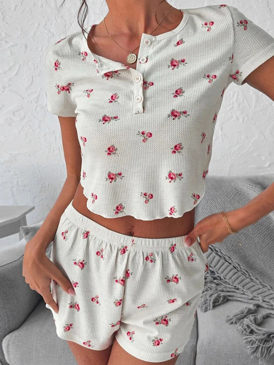 Sleeve Shirt Shorts Casual Lounge Nightwear Short Pajamas