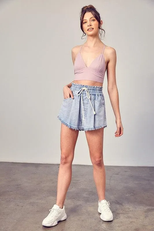 Taylor Destroyed Fray Denim Shorts