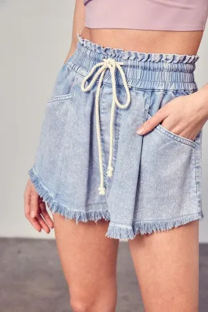 Taylor Destroyed Fray Denim Shorts