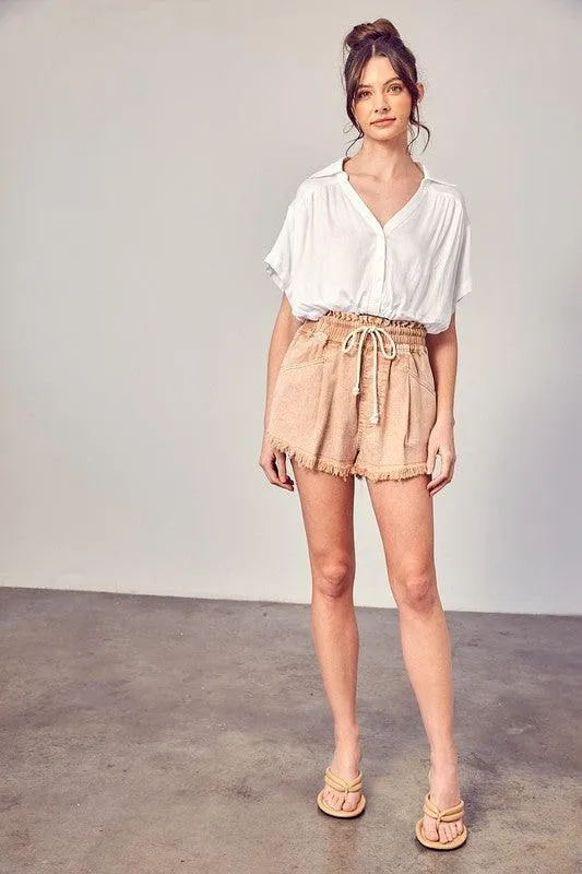 Taylor Destroyed Fray Denim Shorts