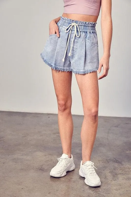 Taylor Destroyed Fray Denim Shorts