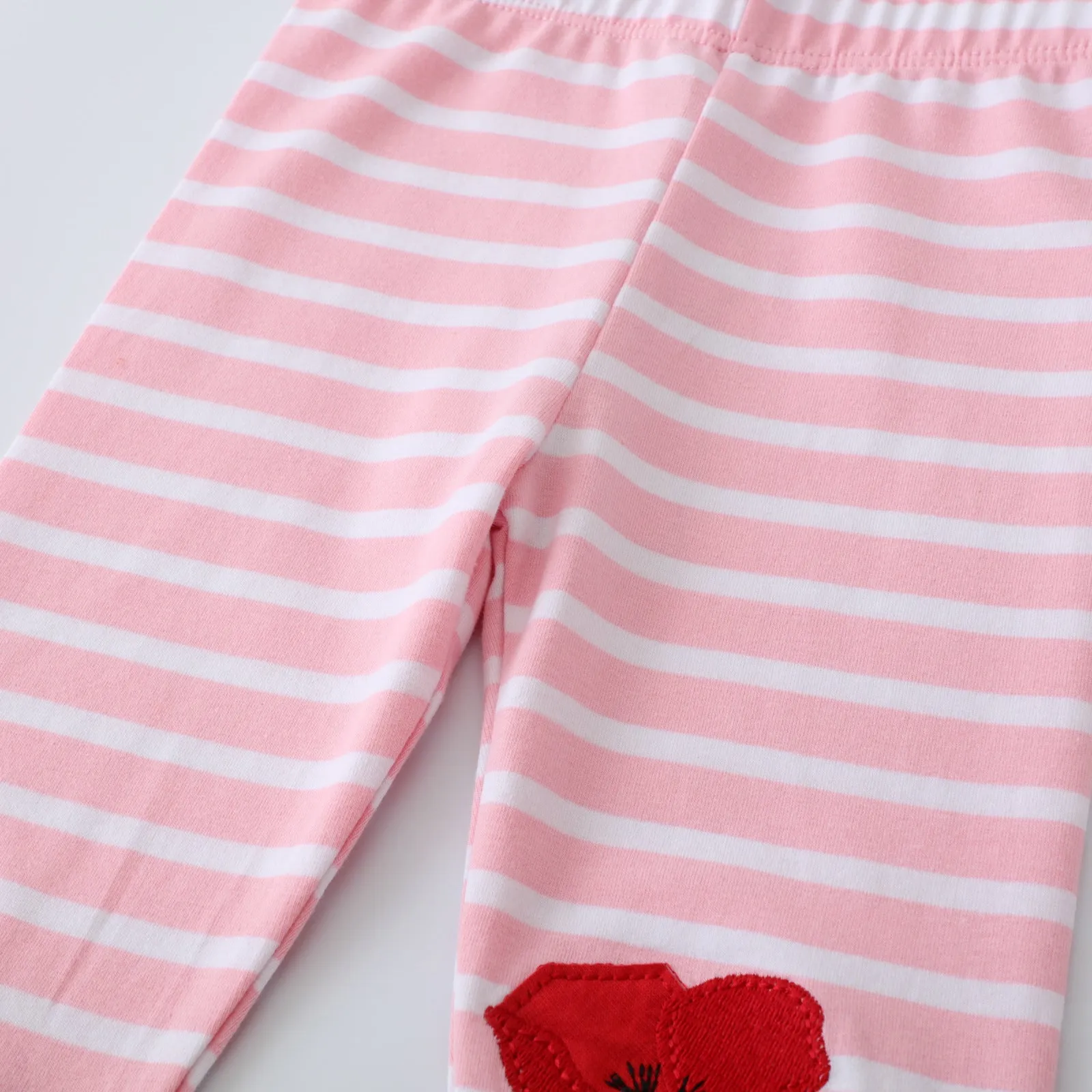 Toddle/Kid Girl's Flowers and Hamster Embroidery Stripes Leggings