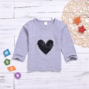 Toddler Girls Heart Beading Long Sleeve Tops Girl T Shirts Wholesale