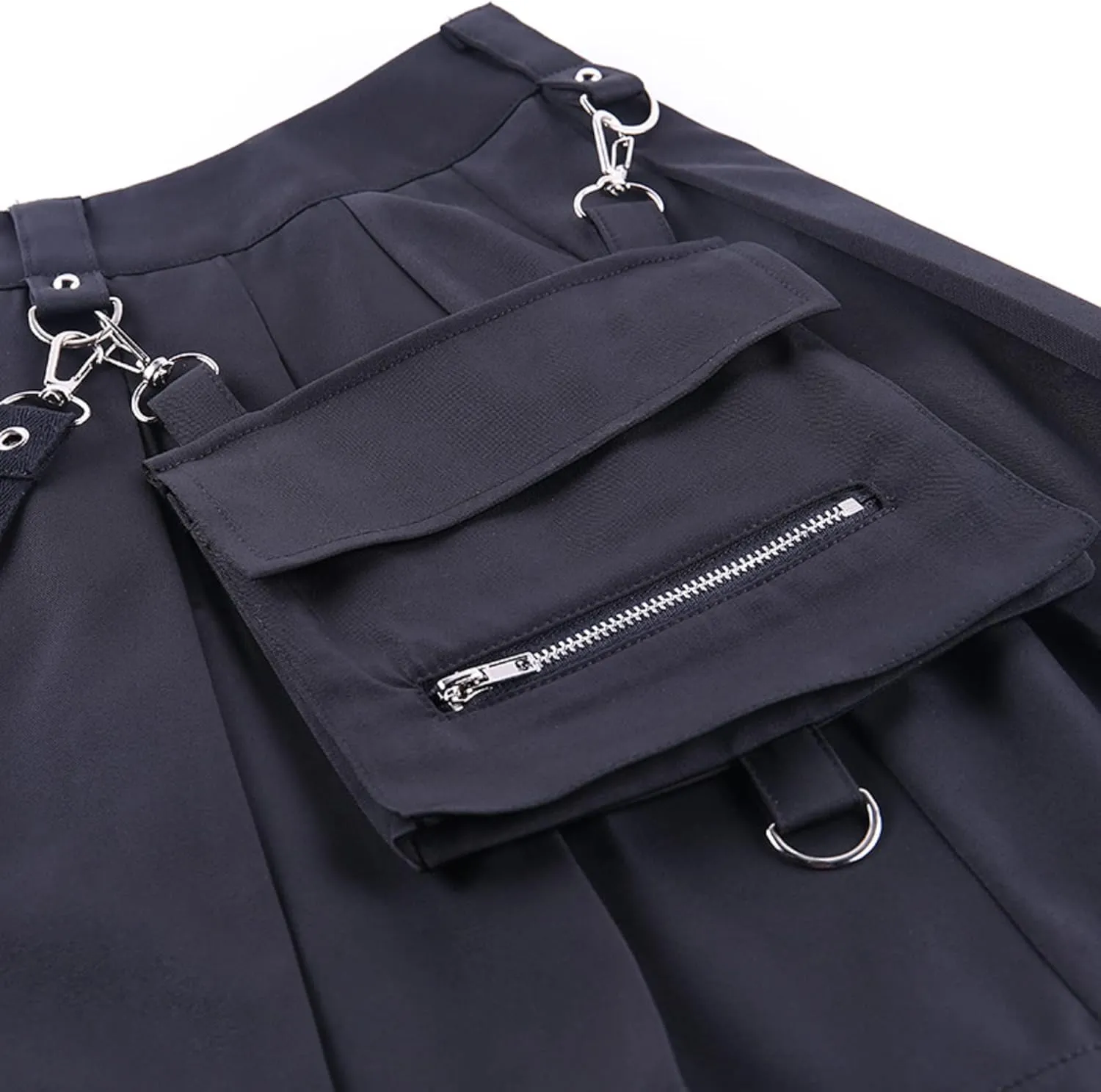 TSMNZMU Womens Punk Cargo Skirts Gothic Grunge Mini Skirts Emo Alt Skirt Mall Goth Harajuku Skirt with Pockets