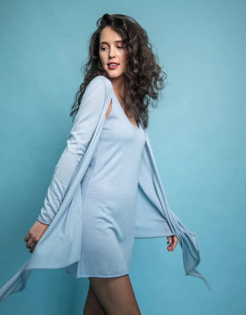 Ultrafine Cashmere Cruise Cardigan in Ice Blue