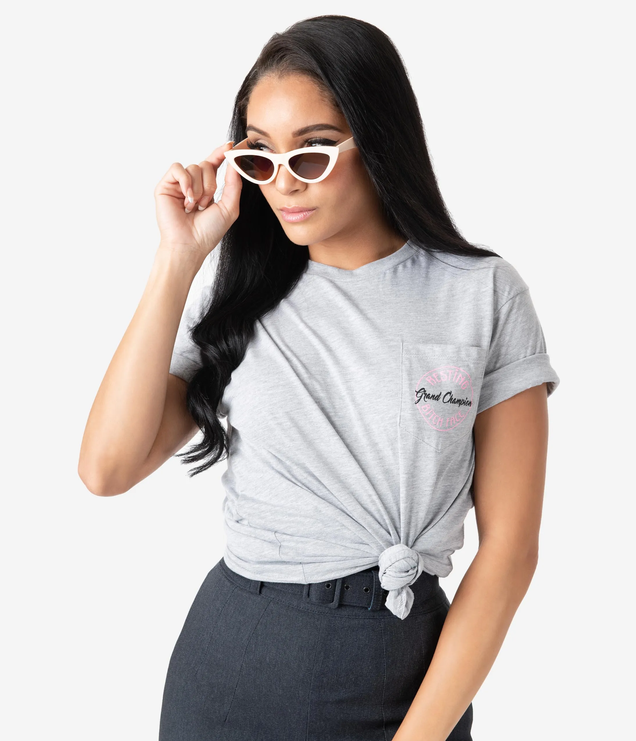 Unique Vintage Grey Grand Champion Resting Bitch Face Unisex Tee