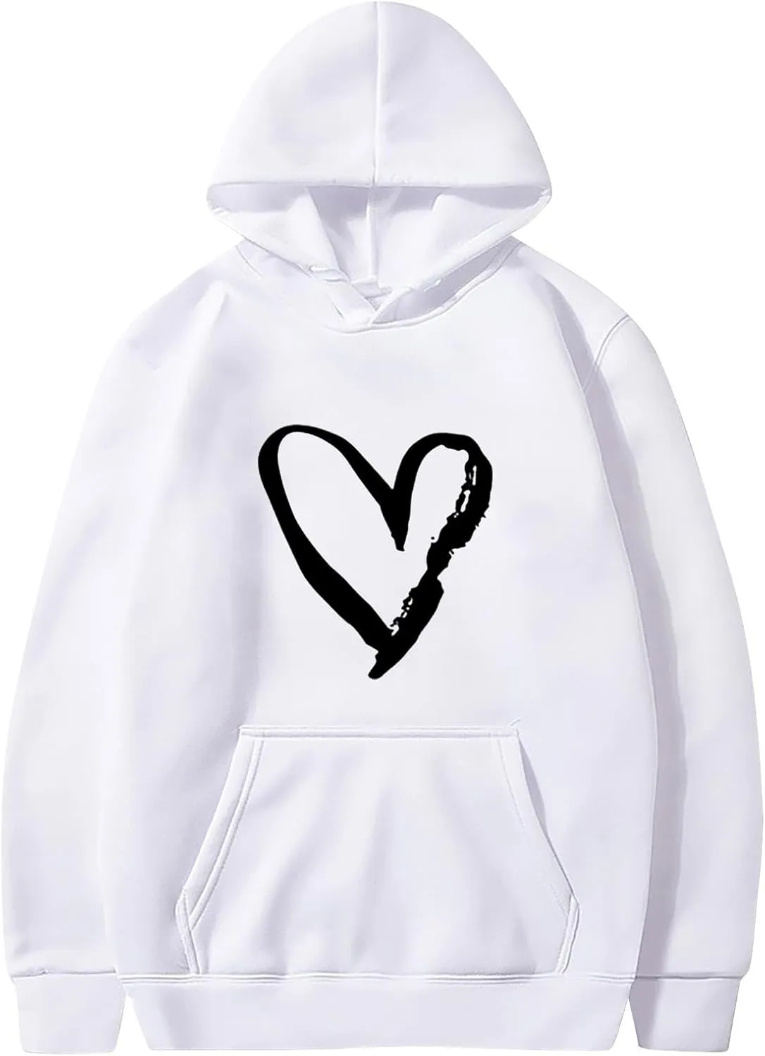 Valentines Hoodies For Women Dressy Casual 2025 Love Heart Print Oversized Fleece Hooded Pullover Sweatshirts