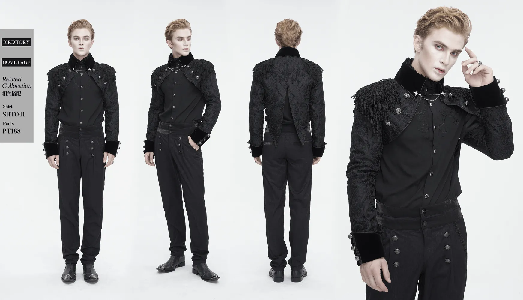 Victorian Gothic Embroidered Male Jacket with Tassels