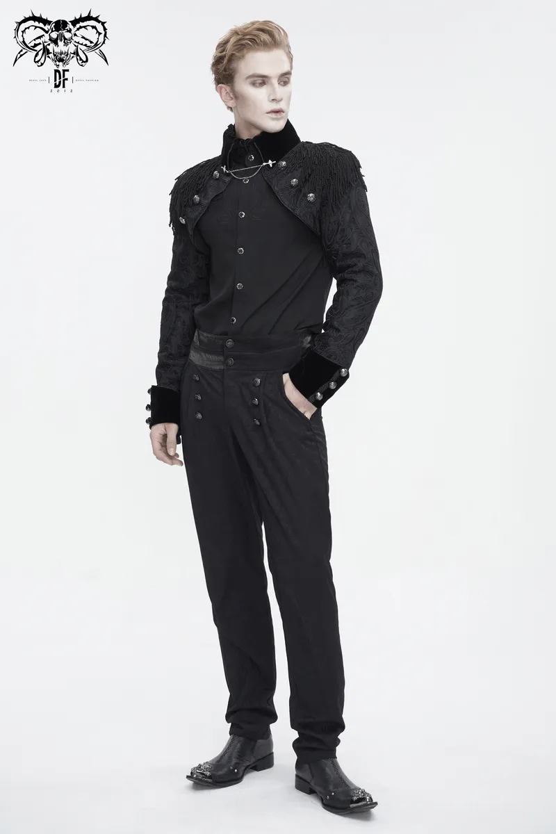 Victorian Gothic Embroidered Male Jacket with Tassels
