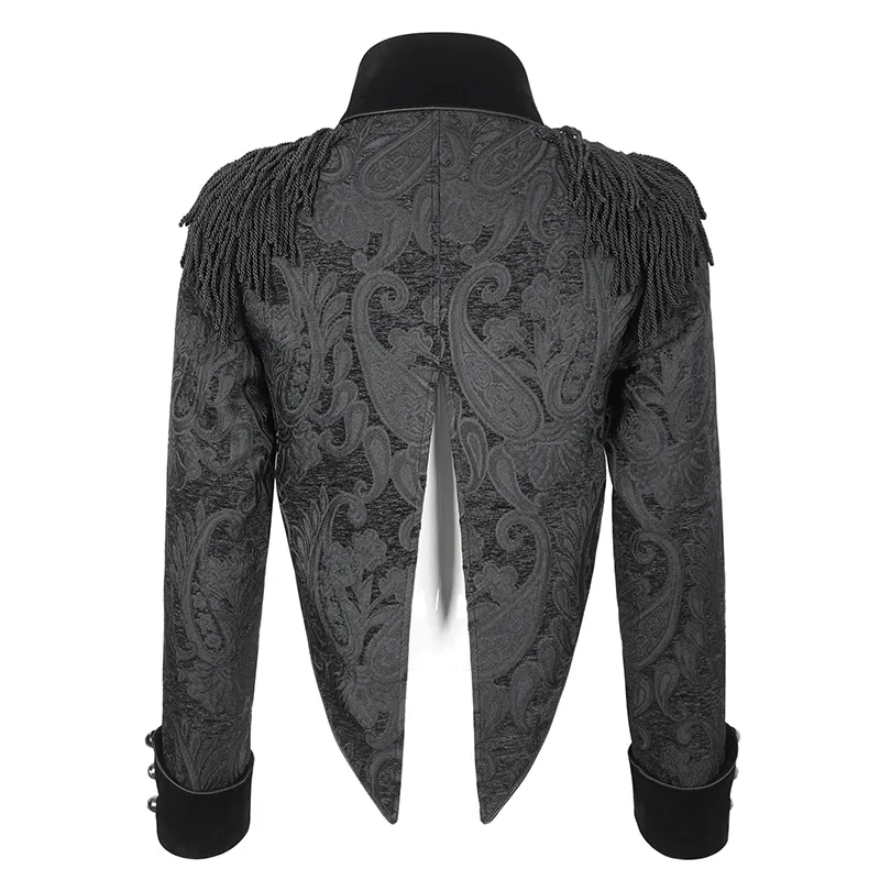 Victorian Gothic Embroidered Male Jacket with Tassels