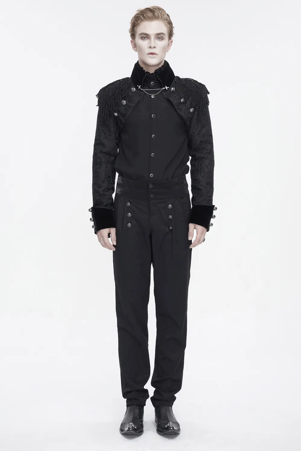 Victorian Gothic Embroidered Male Jacket with Tassels