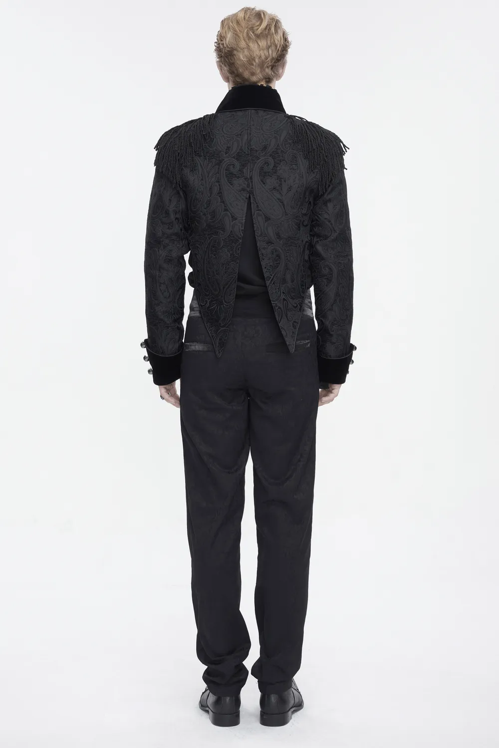 Victorian Gothic Embroidered Male Jacket with Tassels