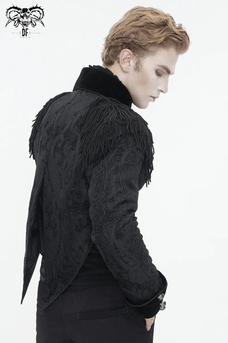 Victorian Gothic Embroidered Male Jacket with Tassels