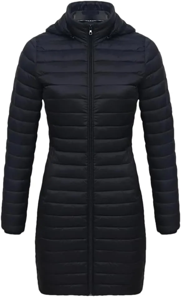 Winter Women Loose Long Parka Coat With Detachable Hood Soild Portable Warm Padded Cotton Outwear