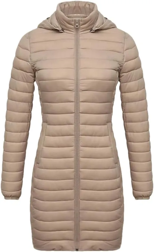 Winter Women Loose Long Parka Coat With Detachable Hood Soild Portable Warm Padded Cotton Outwear
