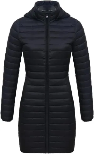 Winter Women Loose Long Parka Coat With Detachable Hood Soild Portable Warm Padded Cotton Outwear