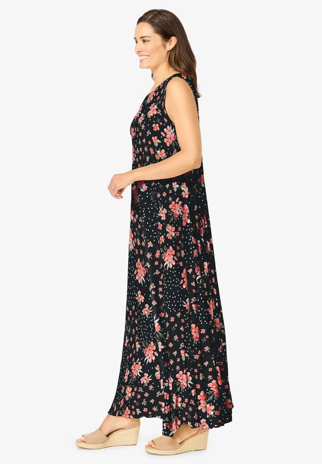 Woman Within Plus Size Sleeveless Crinkle Dress