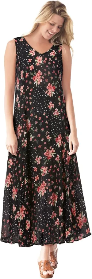 Woman Within Plus Size Sleeveless Crinkle Dress