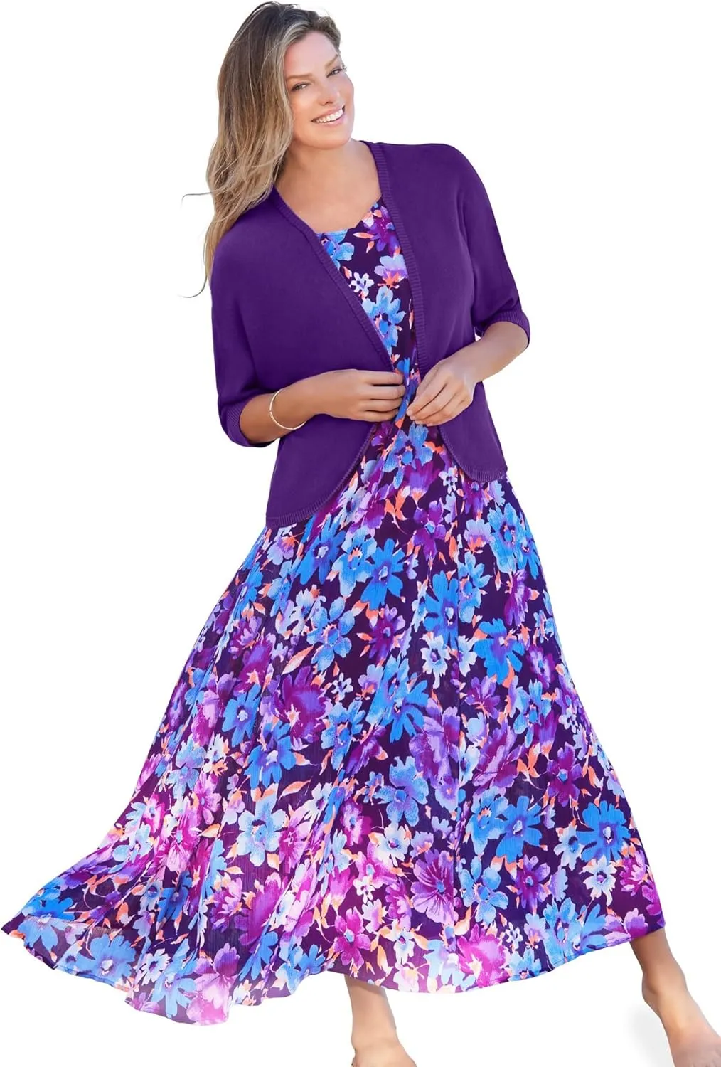 Woman Within Plus Size Sleeveless Crinkle Dress