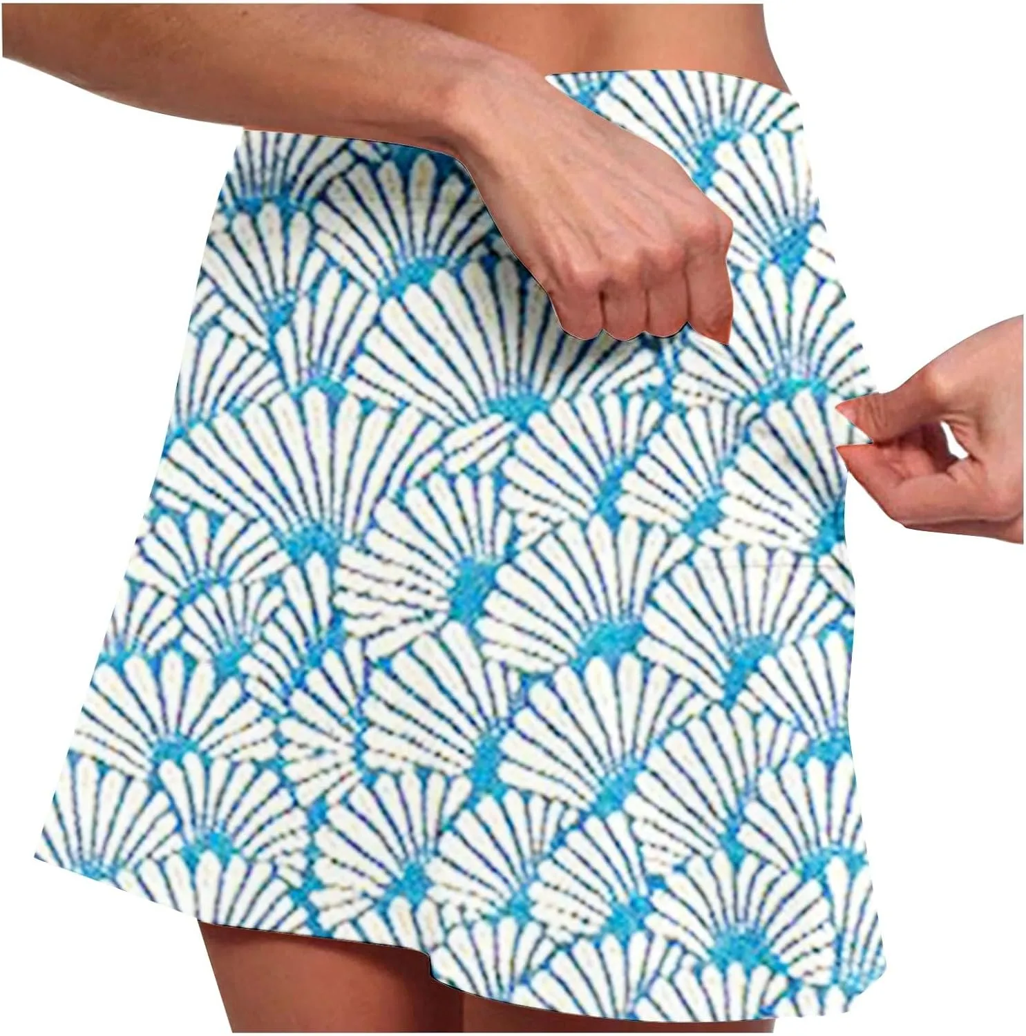 Women High-Rise 2 in 1 Skorts Floral Printing Workout Athletic Skirt Shorts Stretchy Bodybuilding Sport Tennis Shorts
