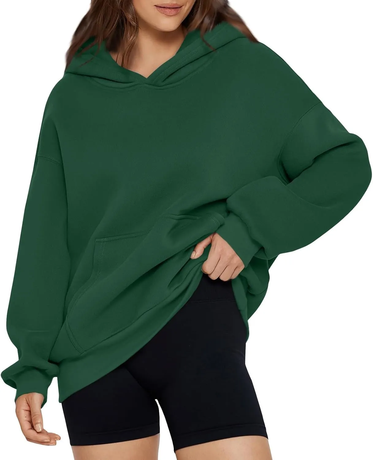 Women Oversized Hoodie Fleece Y2K Hoodie with Kangaroo Pockets Casual Fall Sweatshirts Long Sleeve Preppy Sweatshirt
