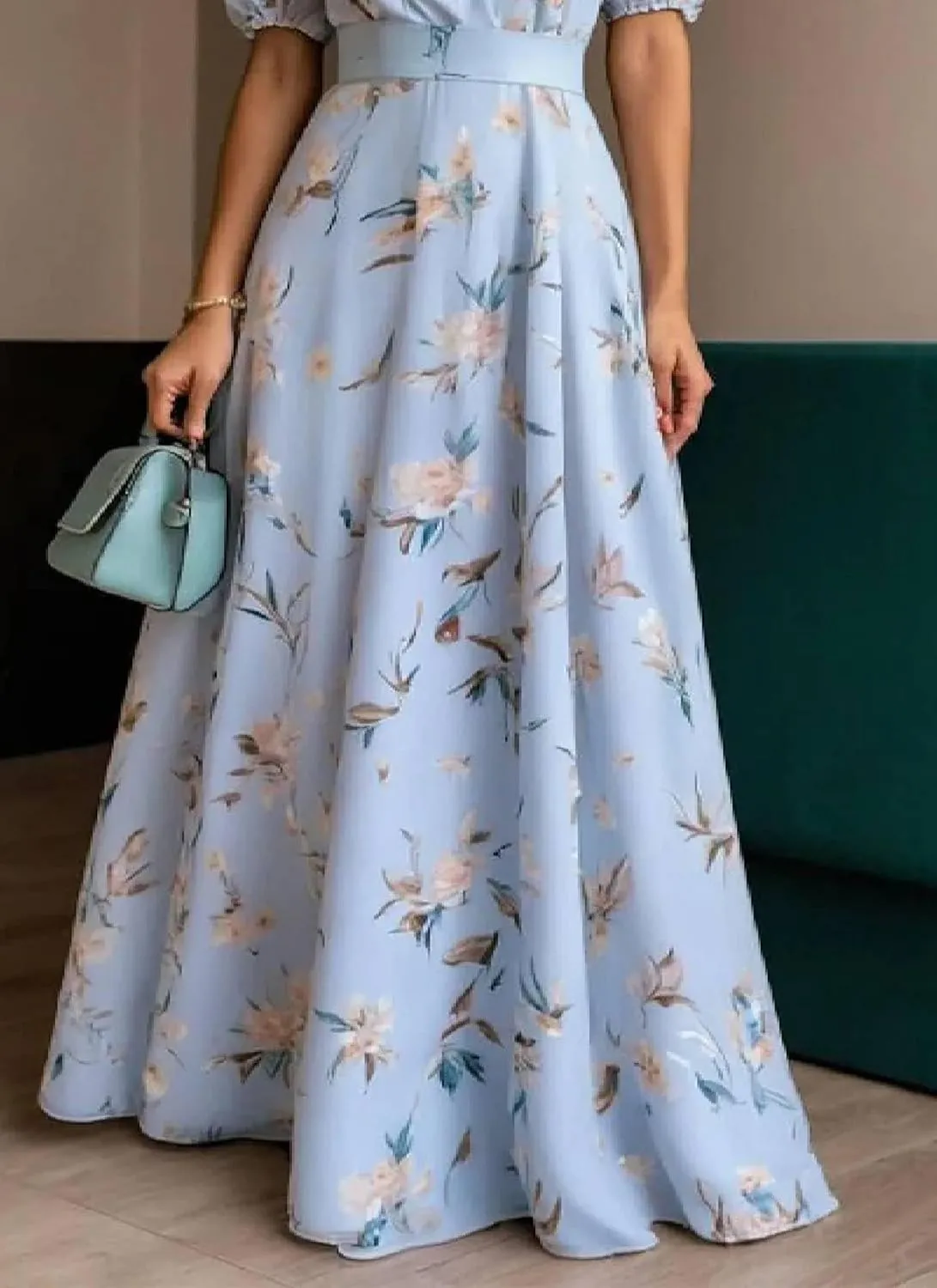 Women Summer 2025 Maxi Dress Breezy Floral Print Cool Short Sleeve Flowy A Line Collared Beach Long Casual Dresses