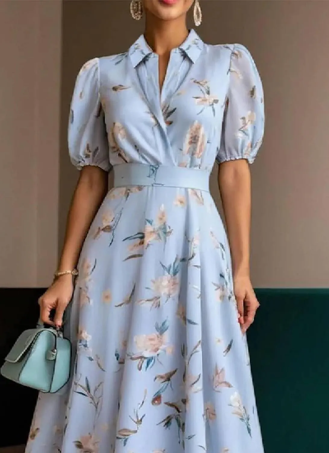Women Summer 2025 Maxi Dress Breezy Floral Print Cool Short Sleeve Flowy A Line Collared Beach Long Casual Dresses