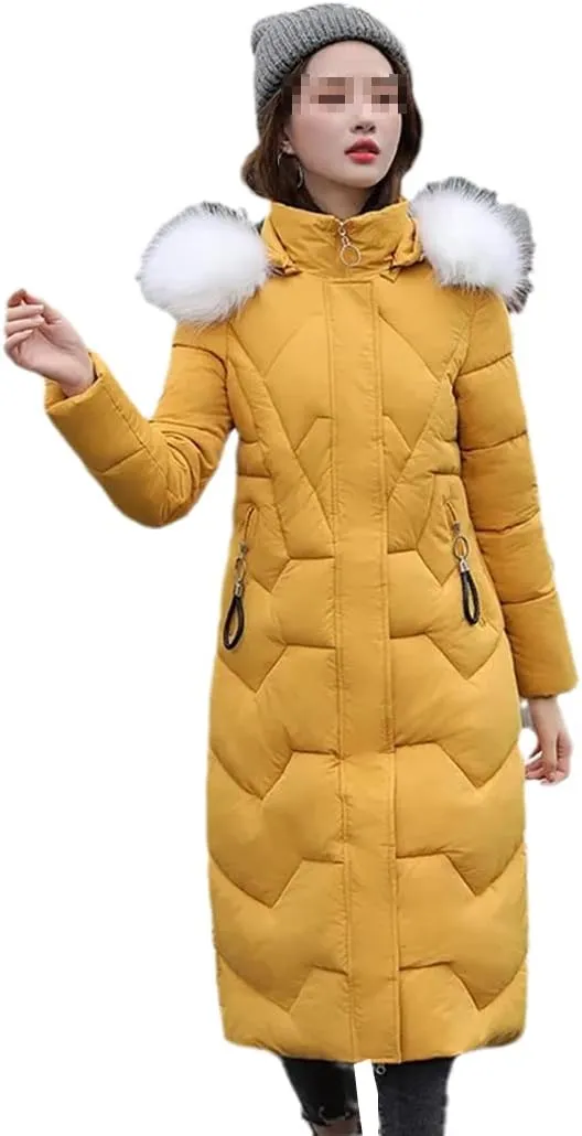 Women Winter Jacket Parkas Long Coat Fur Collar Hooded Overcoat Female Warm Padded Cotton Parka Outwear Plus Size