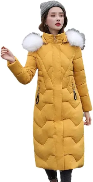 Women Winter Jacket Parkas Long Coat Fur Collar Hooded Overcoat Female Warm Padded Cotton Parka Outwear Plus Size