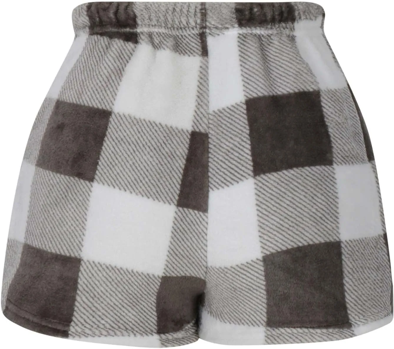 Women's Flannel Shorts Fashion Plaid Printed Lace up Waist Plush Sleepwear Bottoms Loose Casual Pajamas Short Pant