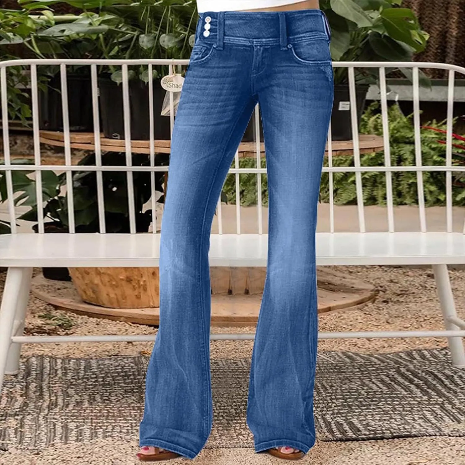 Womens Flare Jeans High Waisted Wide Leg Baggy Stretchy Skinny Destroyed Straight Leg Ankle Denim Pants Bell Bottom