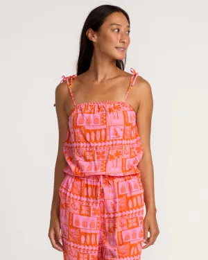 Womens Hina Top - Hot Coral