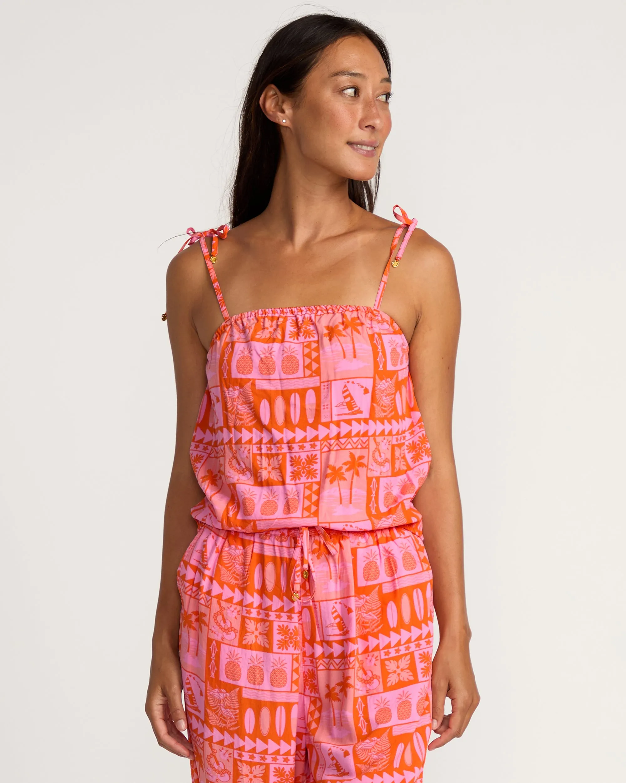 Womens Hina Top - Hot Coral