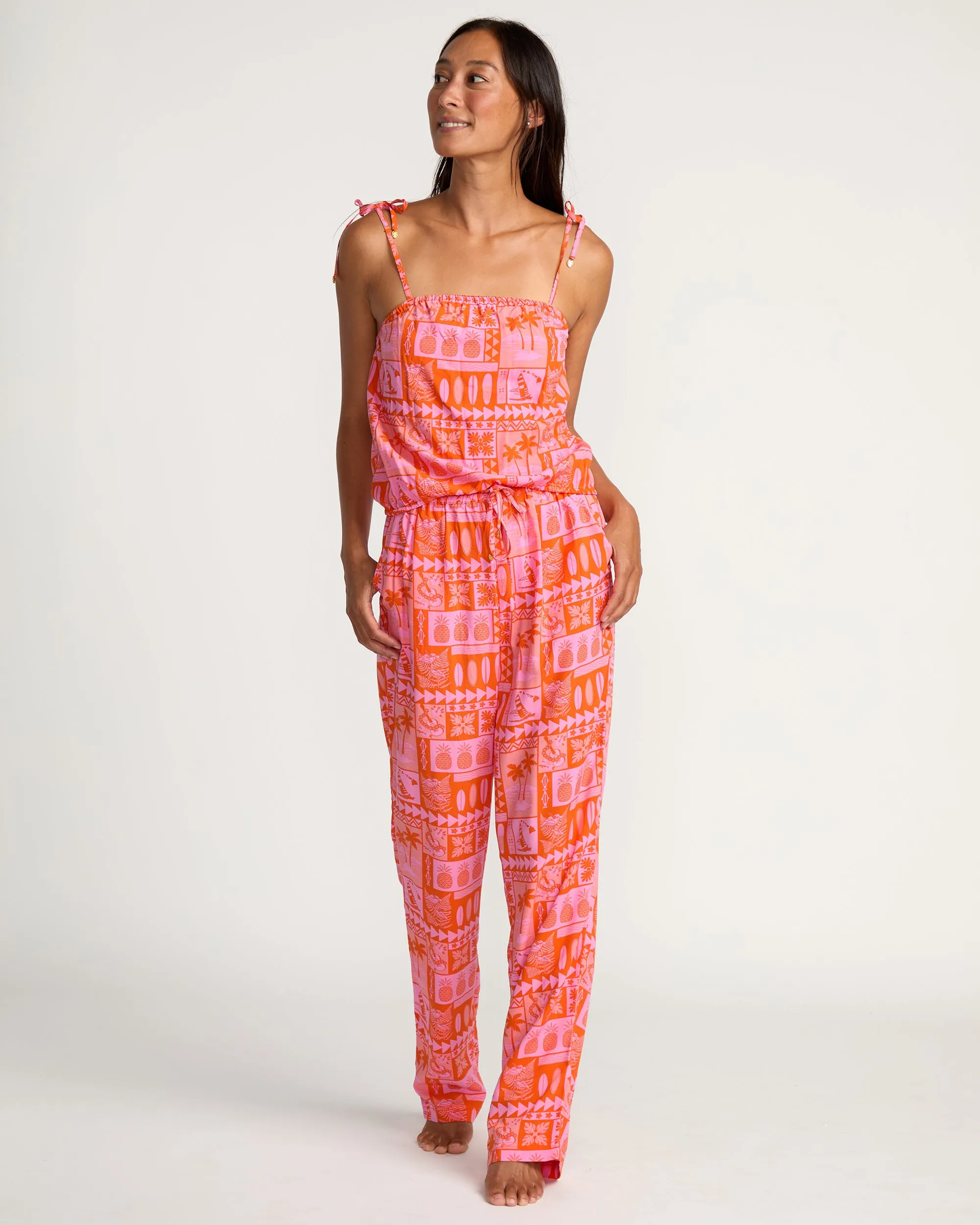 Womens Hina Top - Hot Coral