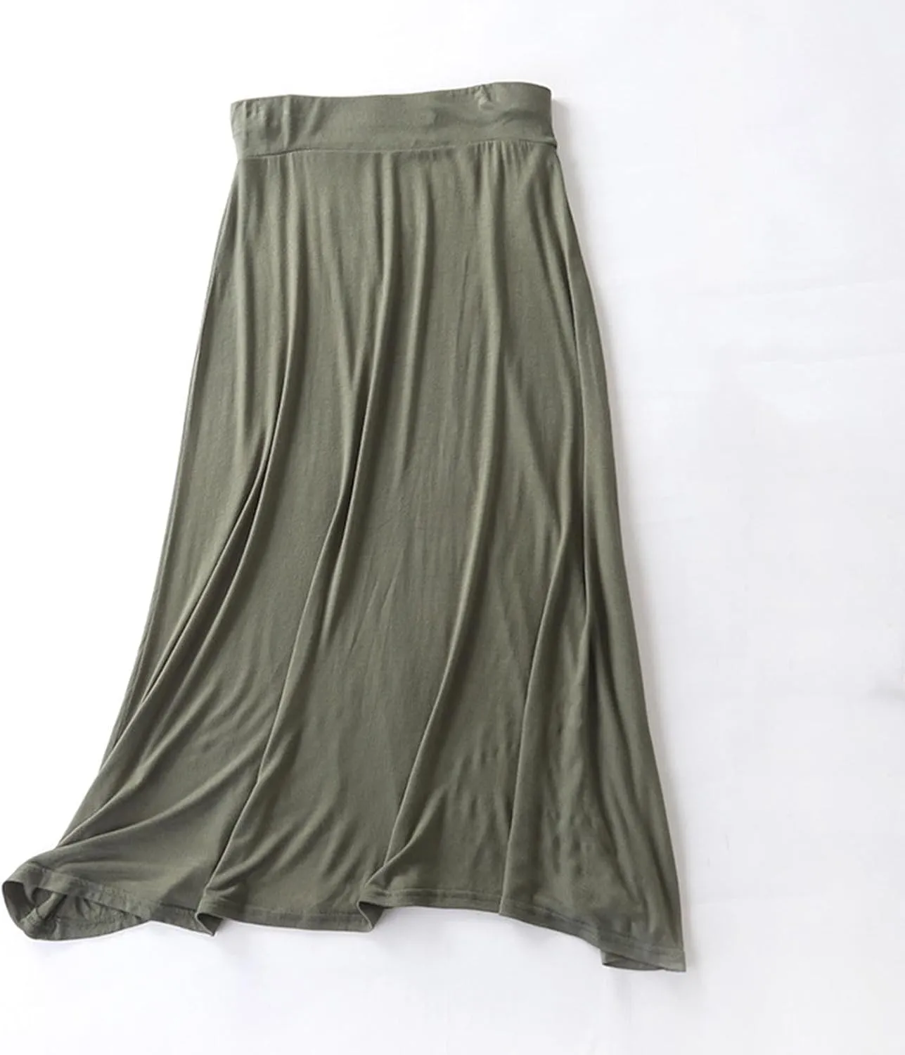 Women's Maxi Skirt Trendy Modal Solid Flowy Skirts Casual Elastic Waist A-Line Skirt 2025 Summer Cozy Lounge Skirts