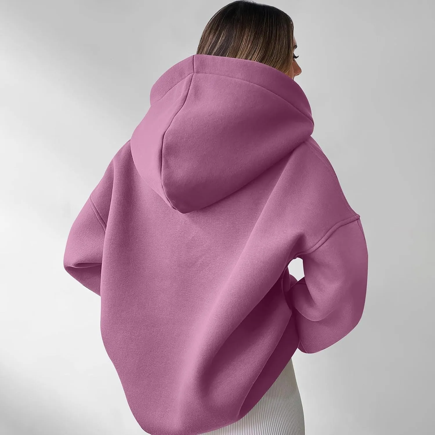 Womens Oversized Hoodies V Neck Long Sleeve Pullover Sweatshirts Tops Casual Fall Outfits Teen Girls 2024 Trendy