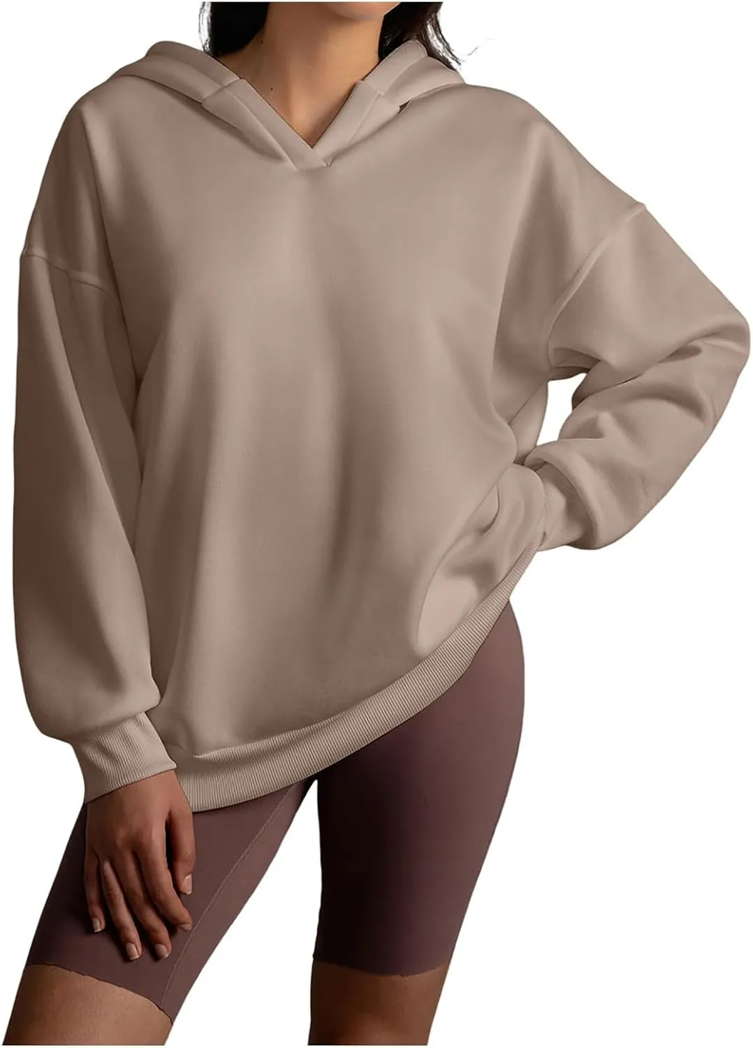 Womens Oversized Hoodies V Neck Long Sleeve Pullover Sweatshirts Tops Casual Fall Outfits Teen Girls 2024 Trendy