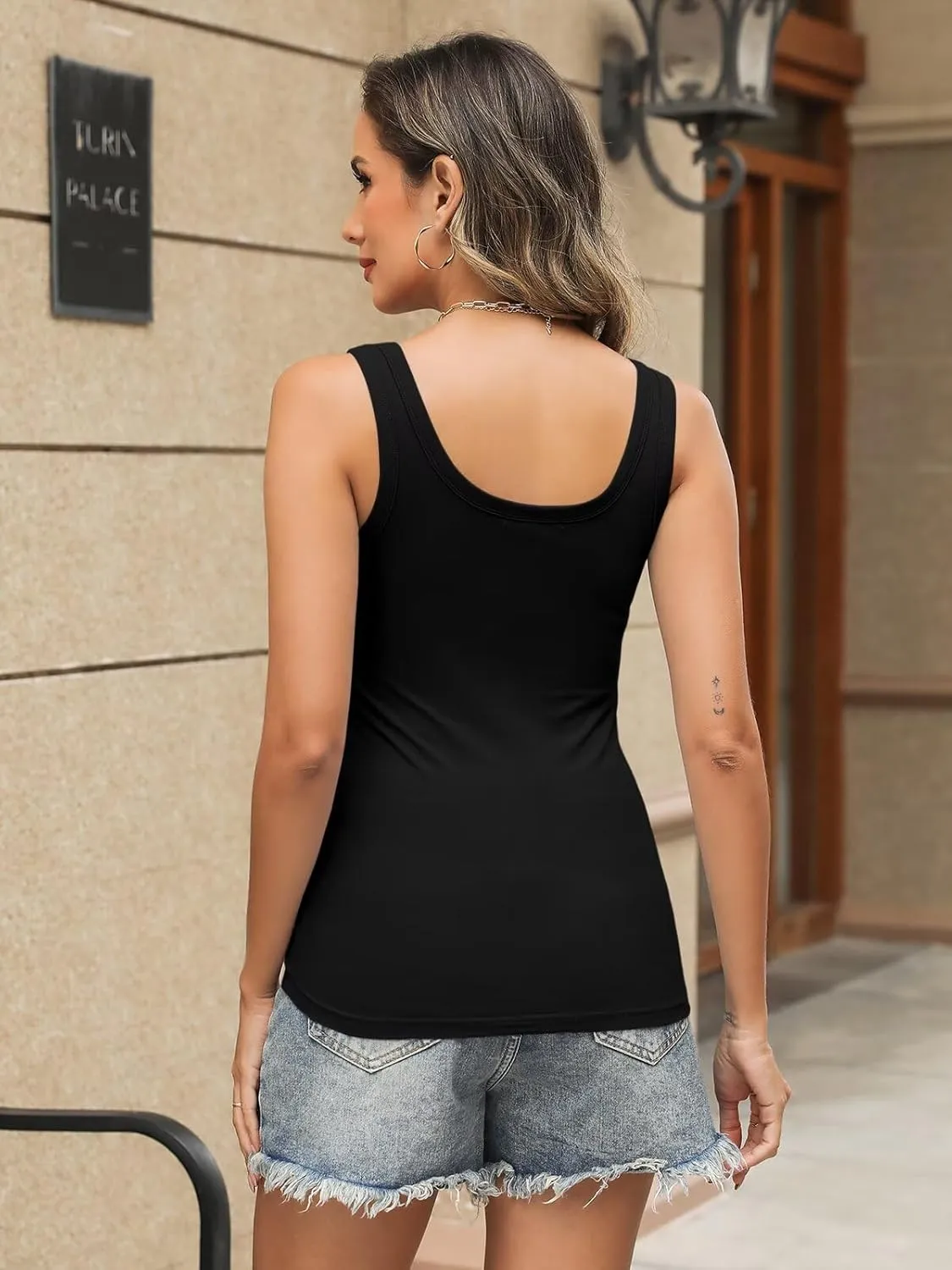 Womens Scoop Neck Tank Tops Summer Basic Sleeveless Slim Fit Tops Shirts 2025