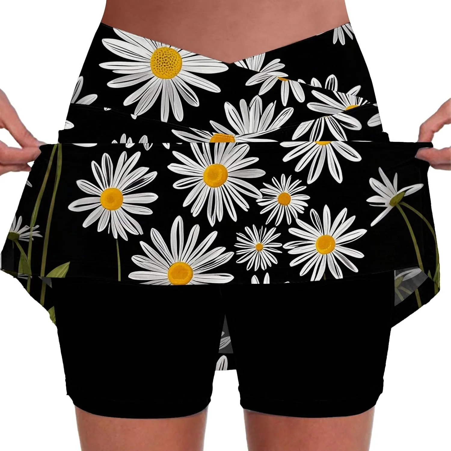 Womens Skorts with Pockets, Tummy Control High Waisted Athletic Sports Shorts Skirts Solid Tennis Yoga Gym Culottes