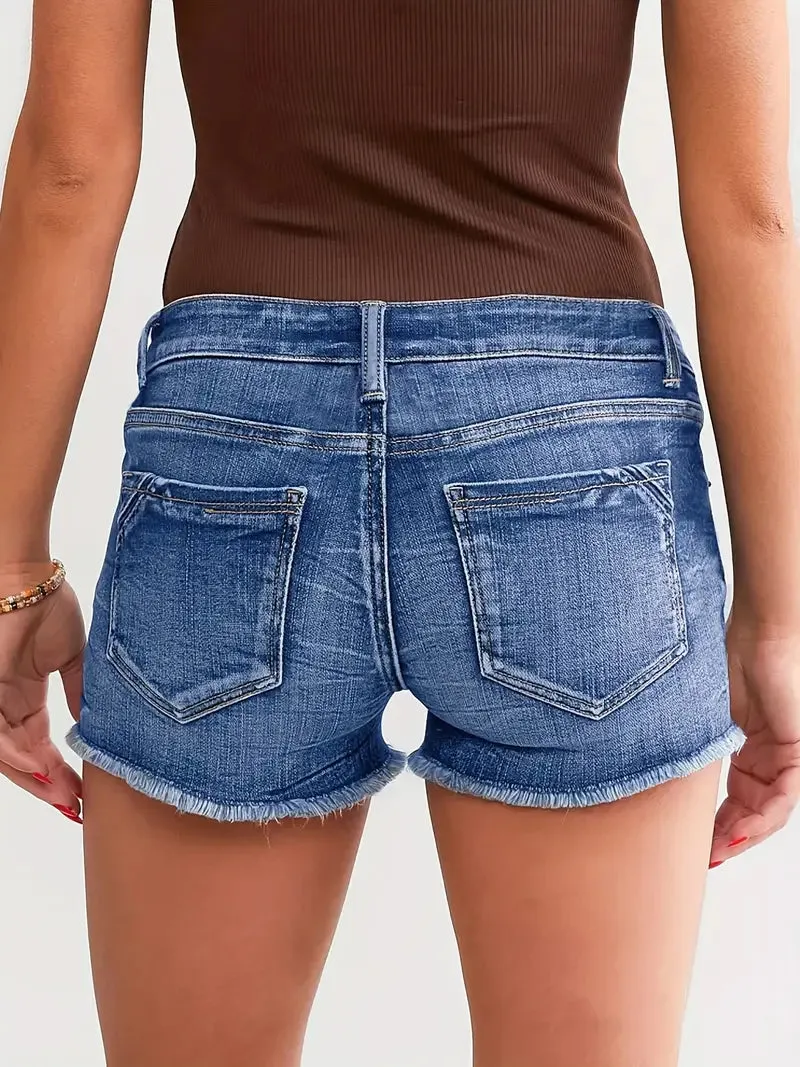 Women's Stretchy Slim-Fit Distressed Denim Shorts