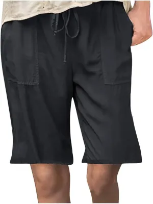Womens Summer Casual Shorts Elastic Drawstring Waist Straight-Legs Shorts Cotton Linen 5 Inch Casual Shorts Sweat Shorts