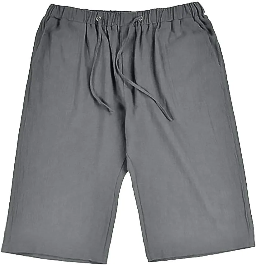 Womens Summer Casual Shorts Elastic Drawstring Waist Straight-Legs Shorts Cotton Linen 5 Inch Casual Shorts Sweat Shorts