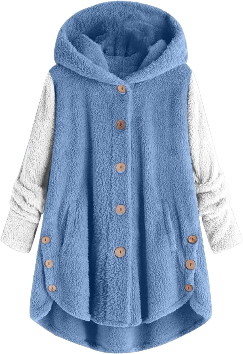Womens Winter Jacket Coats Button Hem Plus Size Hoodie Top Sweater Blouse Thermal Sweatshirt Outerwear Women Winter